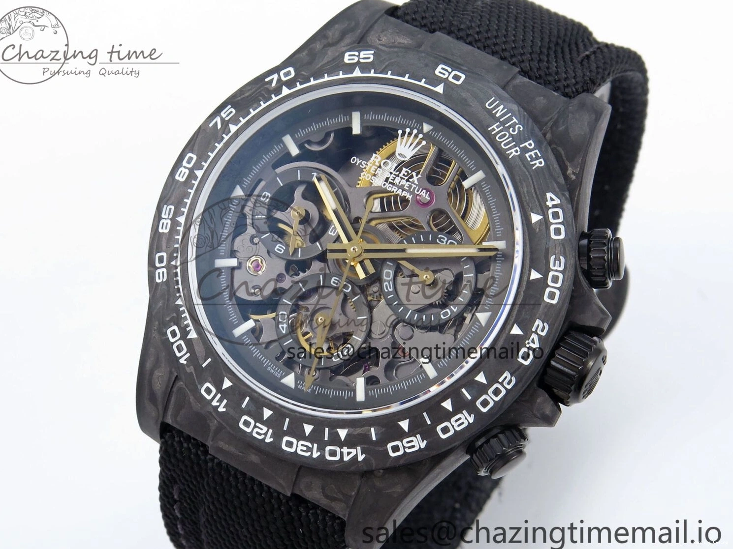 0119 Bright Daytona Diw 40mm N6F 1:1 Best Edition Gray Skeleton Dial Black Nylon Strap DD 892